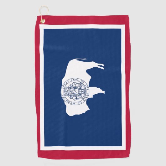 ワイオミング州旗とワイオミング州USAゴルフ/スポーツファン ゴルフタオル (正面)