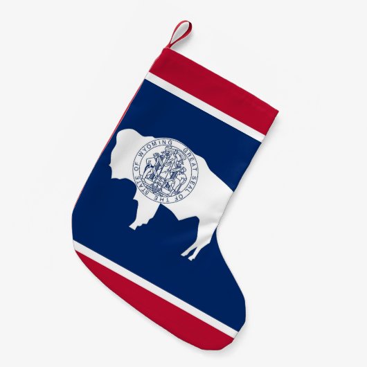 ワイオミング州旗を持つクリスマスストッキング スモールクリスマスストッキング (正面 (吊り時))