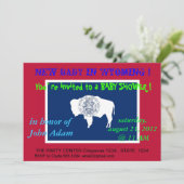 ワイオミング州旗を持つベビーシャワー招待状 招待状 (スタンド正面)