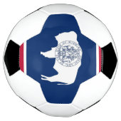 ワイオミング州旗を持つ愛国的なサッカーボール サッカーボール (回転)