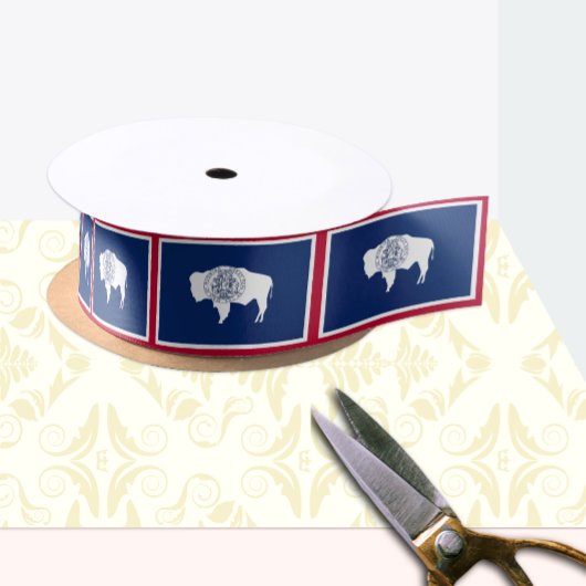 ワイオミング州旗リボン，米国，ワイオミング州ファッション/スポーツ サテンリボン