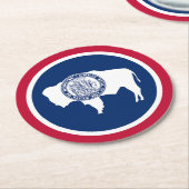 ワイオミング州旗 ラウンドペーパーコースター (アングル)