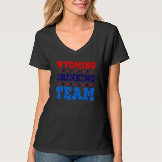 ワイオミング州飲酒チーム州の誇り ビール好き Tシャツ (正面)