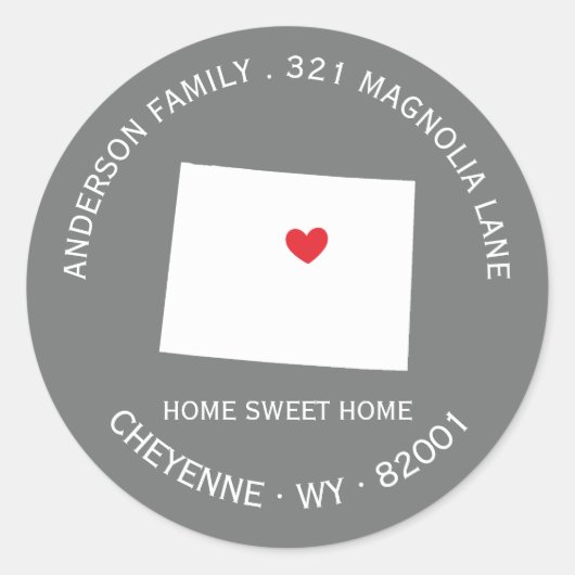 ワイオミング州 |新しいホーム住所 シールシール ラウンドシール (正面)