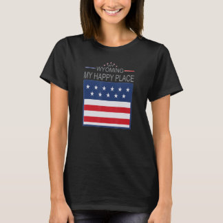 ワイオミング州 私の幸せな場所 アメリカ合衆国の州 フラグ マップ Tシャツ