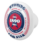 ワイオミング米国州赤白青タイポグラフィ セラミックノブ (右)