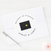 ワイオミング結婚のウェルカムステッカーラベル金ゴールド ラウンドシール (封筒)