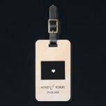 ワイオミング結婚マップの荷札、カスタムギフト ラゲッジタグ<br><div class="desc">これらの州荷物タグは完璧な結婚ギフトラベルや歓迎バッグラベルを作る。典型的な紙ギフトラベルの代わりに、あなたのギフトにそれを結び付け、彼らはそれを数ヶ月と数年のために使用することができ来る。ラベルには桃のアプリコットの水色の背景がある。ハートをその場所に配置す結婚るには、「さらに」オカスタマイズプションを使用する</div>