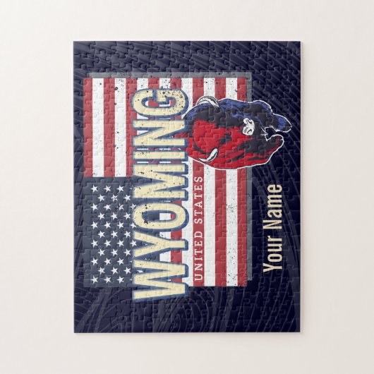 ワイオミング統一された州レトロ州マップヴィンテージUSA ジグソーパズル (縦)