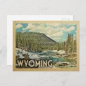 ワイオミング葉書 – レトロ旅行雪の冬の自然 ポストカード (正面/裏面)