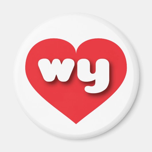 ワイオミング赤いハート – 私はwyが大好き マグネット (正面)