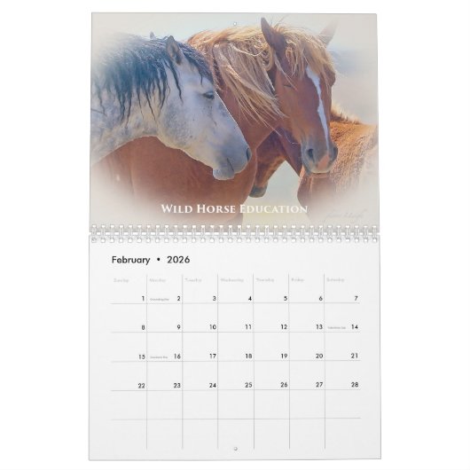 ワイオミング野生馬 カレンダー (2月 2026)
