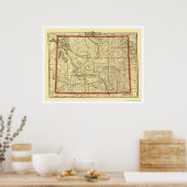 ワイオミング鉄道&町の地図1895 ポスター (キッチン)