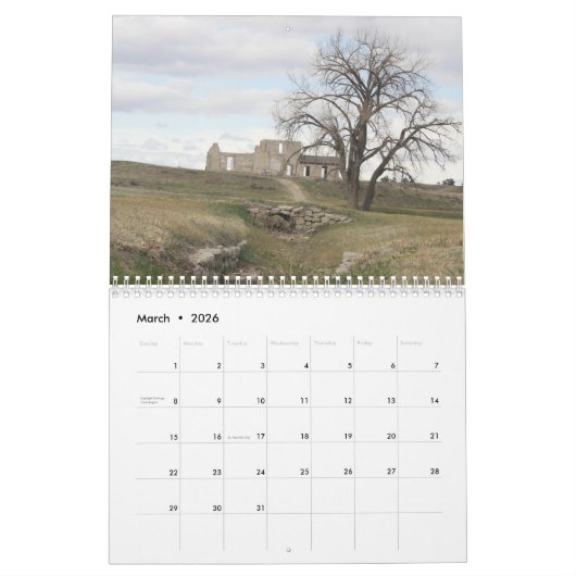 ワイオミング風景カレンダー カレンダー (3月 2026)