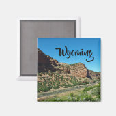 ワイオミングSagebrush崖トラック写真 マグネット (正面/裏面)