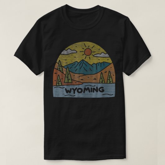 ワイオミングWYザカウボーイ州国立公園レトロT Tシャツ (デザイン正面)