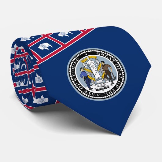 ワイオミンサイト国旗とシール、ワイオミング州旗 ネクタイ (ロール)