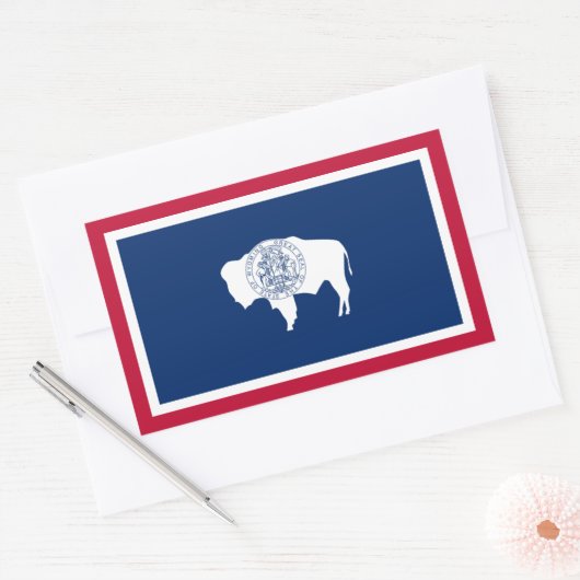 ワイオミンサイト国旗、ワイオミング州旗 長方形シール (封筒)