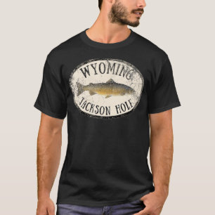 ワイオミンジャクソンホールマス魚フライ釣りビンタグ Tシャツ