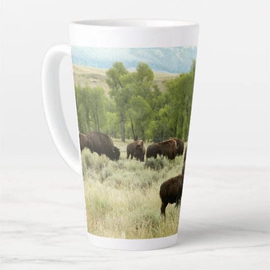 ワイオミンバイソン自然動物写真 カフェラテマグ (左アングル)