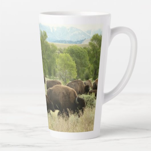 ワイオミンバイソン自然動物写真 カフェラテマグ (右)