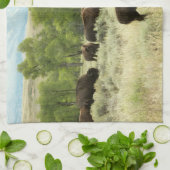 ワイオミンバイソン自然動物写真 キッチンタオル (折り畳み)