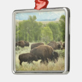 ワイオミンバイソン自然動物写真 メタルオーナメント (左)