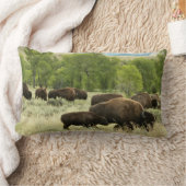 ワイオミンバイソン自然動物写真 ランバークッション (ブランケット)