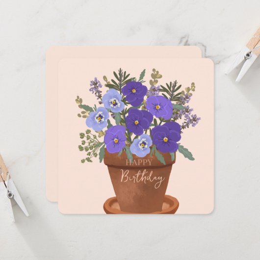 ワイオレットの2月誕生花ブーケ カード (正面/裏面インサイチュ)