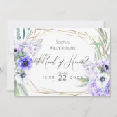 ワイオレットアネモネ あなたは私のメイドオブオナーになってくれる? 招待状 (正面)