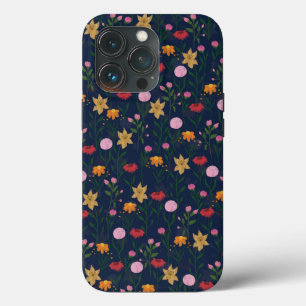 ワイカラフルルドフラワーウォーターカラーブルーデザイン iPhone 13 PROケース