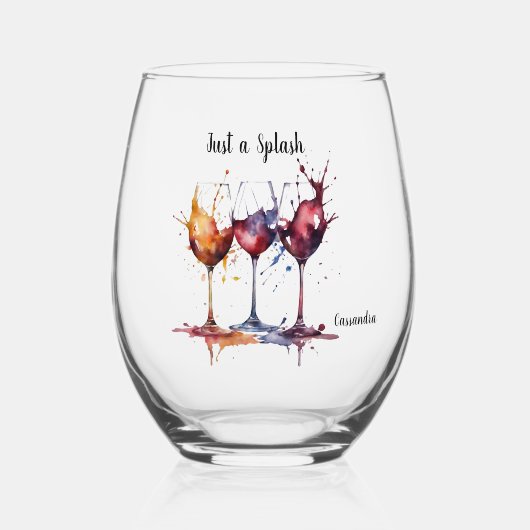 ワイカラフルンウォーターのカラー名のスプラッシュ ステムなしワイングラス (正面)