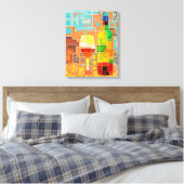 ワイカラフルンボトルとグラスの水色 キャンバスプリント (インサイチュ (寝室))