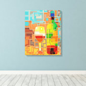 ワイカラフルンボトルとグラスの水色 キャンバスプリント (インサイチュ (ウッドフロア))