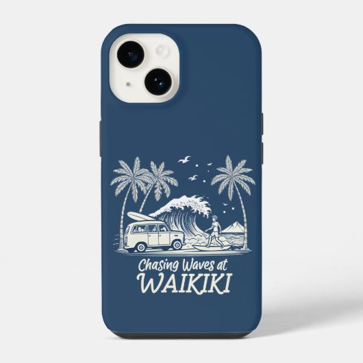 ワイキキで波を追いかけて iPhoneケース (裏面)