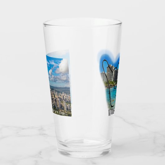 ワイキキとダイヤモンドヘッド、オアフ、ビールグラス タンブラーグラス (右)