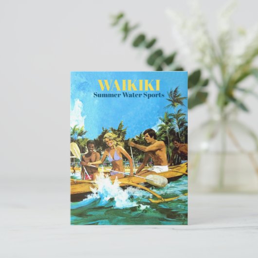 ワイキキサマーウォータースポーツヴィンテージトラベル ポストカード (スタンド正面)