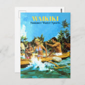 ワイキキサマーウォータースポーツヴィンテージトラベル ポストカード (正面/裏面)
