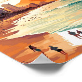 ワイキキハワイアアートヴィンテージトラベルイラストレーション ポスター (角)