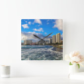 ワイキキハワイウォールクロック スクエア壁時計 (ホーム)