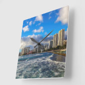 ワイキキハワイウォールクロック スクエア壁時計 (傾斜)