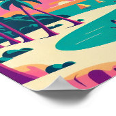 ワイキキハワイミニマルヴィンテージアートポスター ポスター (角)