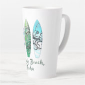 ワイキキビーチオアフウォータカラーサーフボード カフェラテマグ (右アングル)