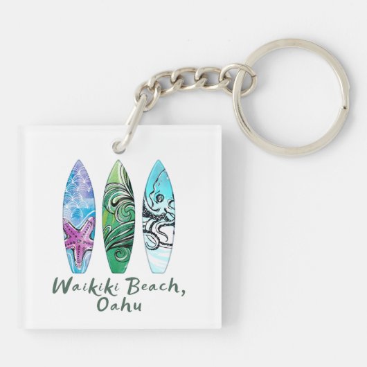 ワイキキビーチオアフウォータカラーサーフボード キーホルダー (裏面)