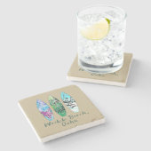 ワイキキビーチオアフウォータカラーサーフボード ストーンコースター (横)