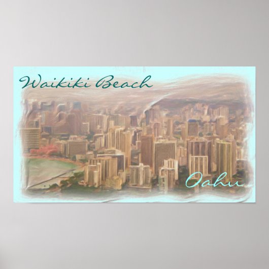 ワイキキビーチオアフ芸術的ポスター ポスター (正面)
