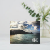 ワイキキビーチサンライズダイヤモンドヘッドハワイ ポストカード (スタンド正面)