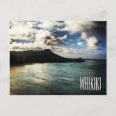 ワイキキビーチサンライズダイヤモンドヘッドハワイ ポストカード (正面)