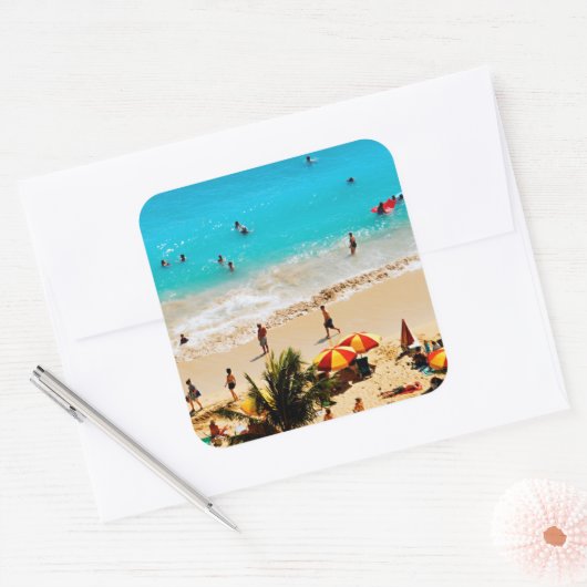 ワイキキビーチシーンホノルル スクエアシール (封筒)