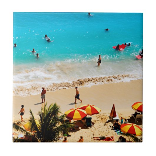 ワイキキビーチシーンホノルル タイル (正面)